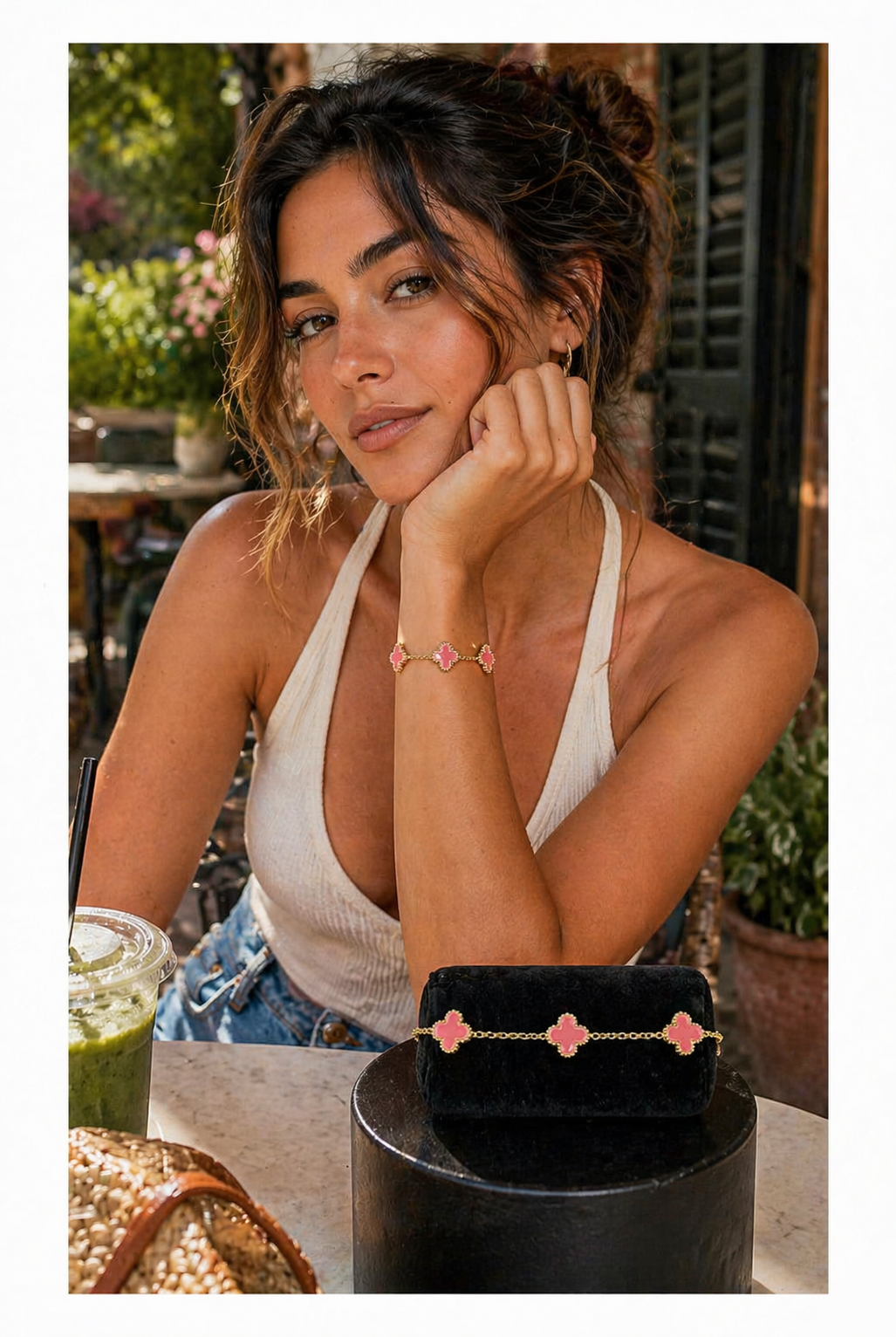 Pulsera clover rosado